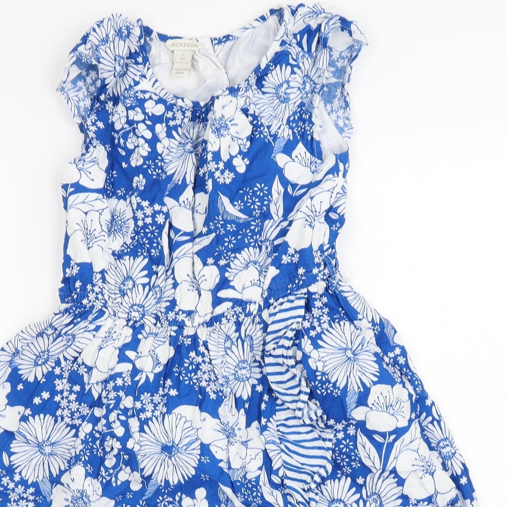 Monsoon  Girls White Floral  A-Line  Size 9 Years