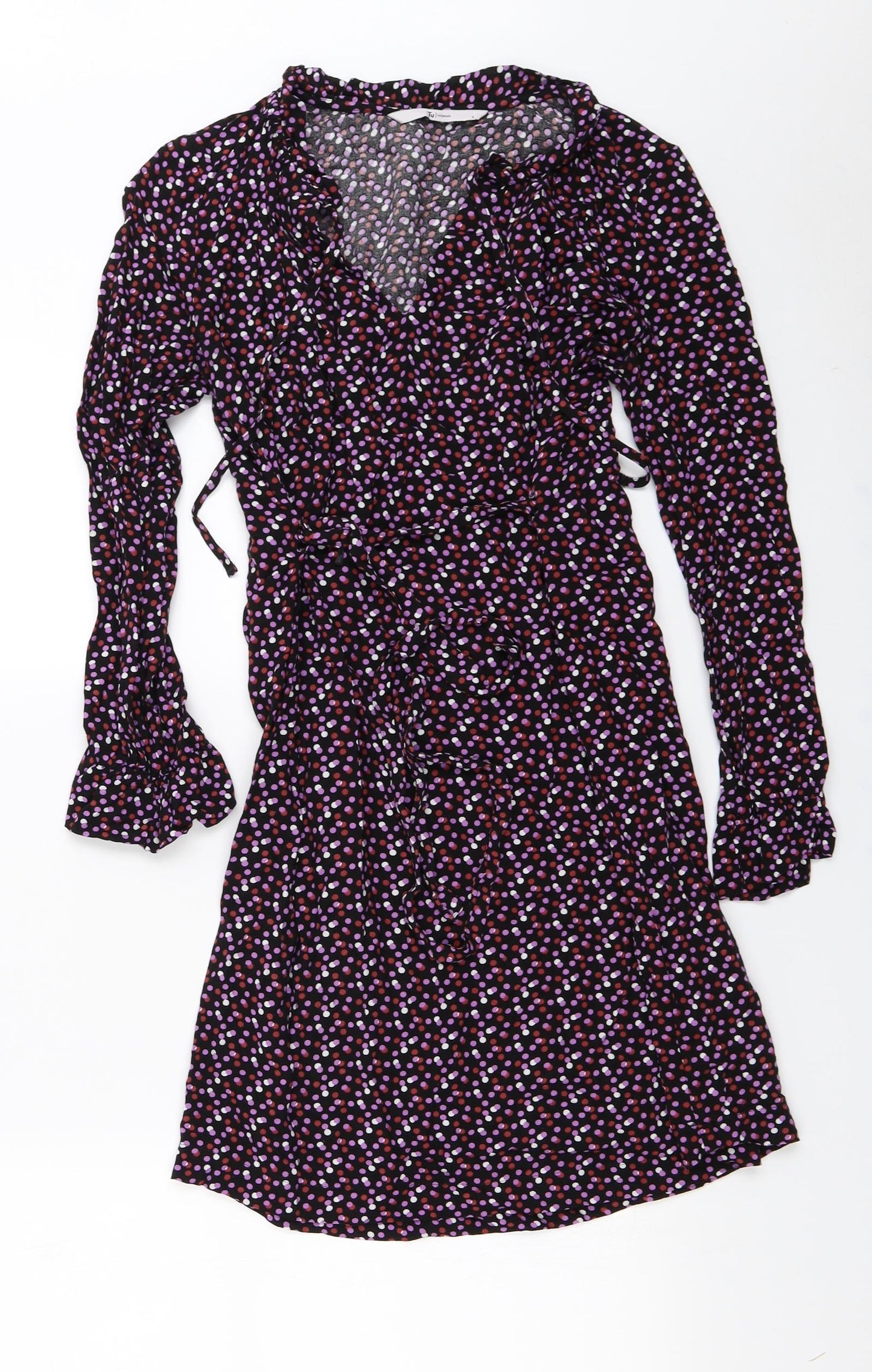 TU Womens Black Polka Dot  A-Line  Size 8
