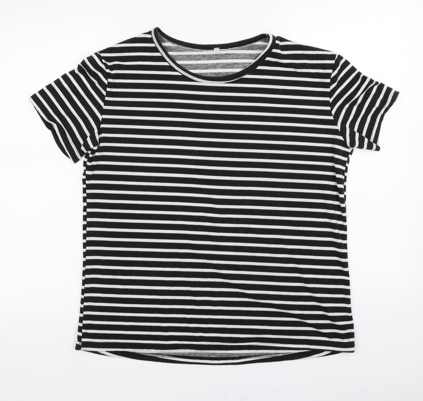 Preworn Womens Black Striped  Basic T-Shirt Size 2XL