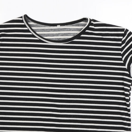 Preworn Womens Black Striped  Basic T-Shirt Size 2XL