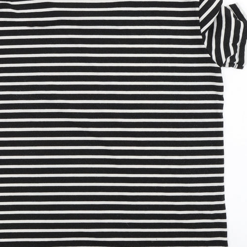 Preworn Womens Black Striped  Basic T-Shirt Size 2XL