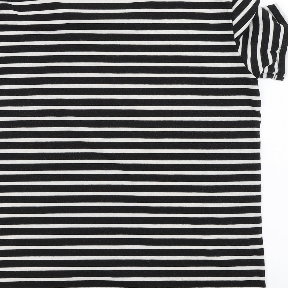 Preworn Womens Black Striped  Basic T-Shirt Size 2XL
