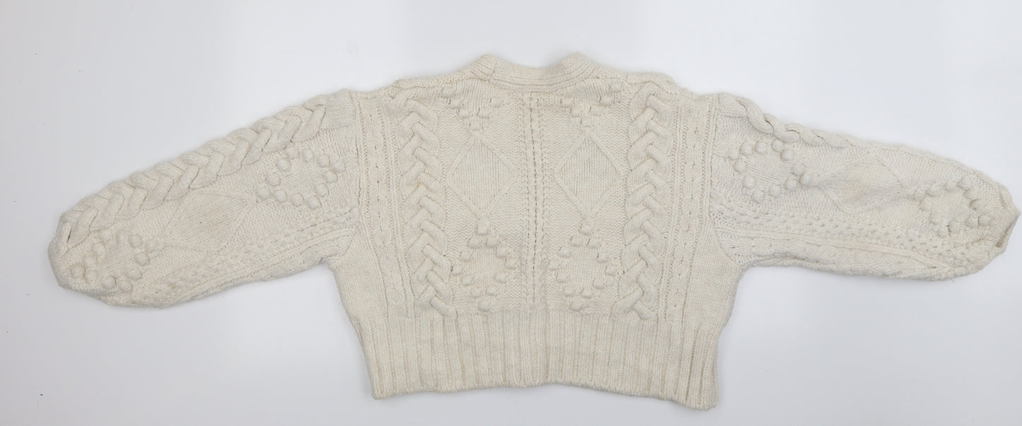 Zara Womens Ivory   Cardigan Jumper Size M