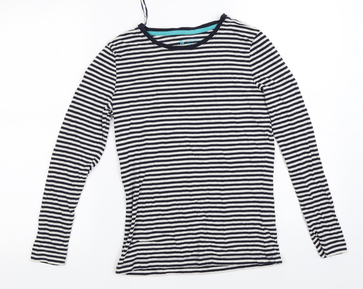 TU Womens White Striped  Basic T-Shirt Size 12