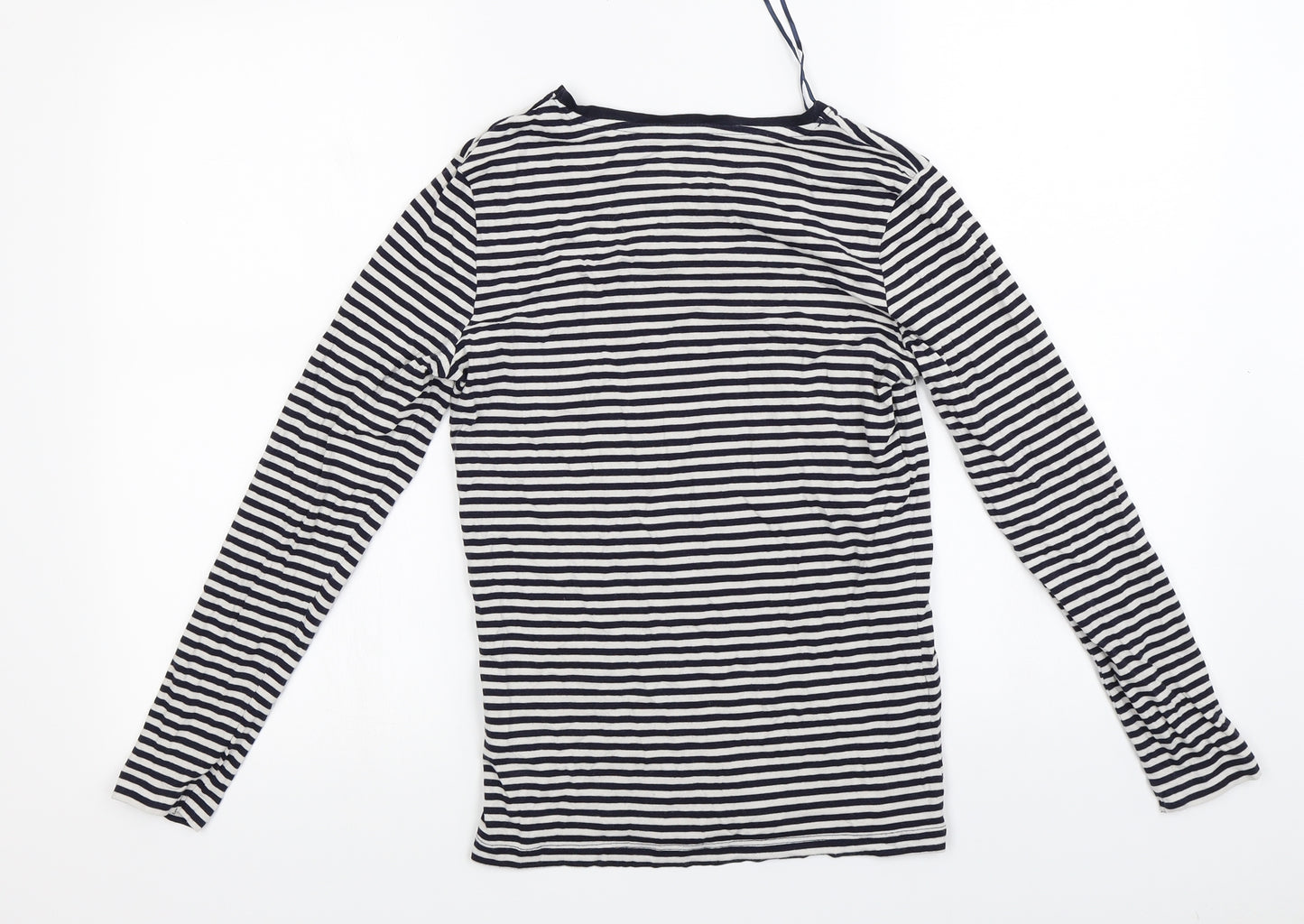 TU Womens White Striped  Basic T-Shirt Size 12