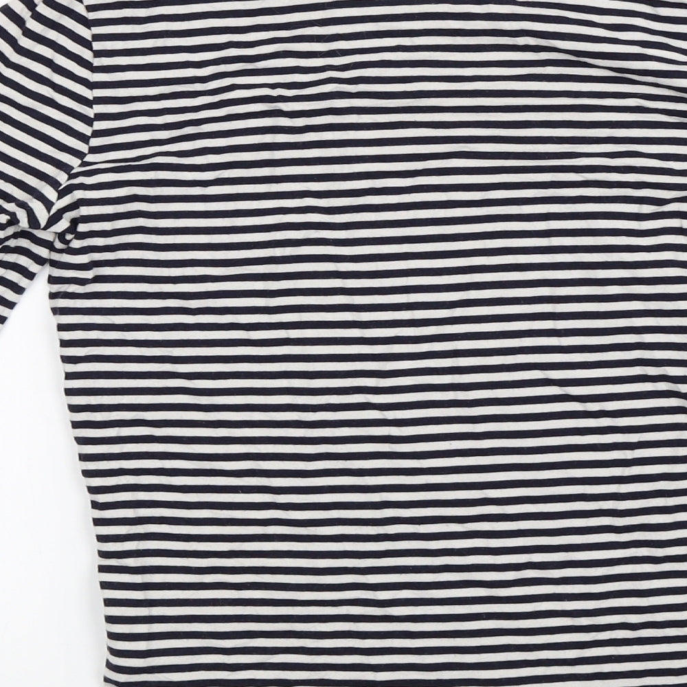 TU Womens White Striped  Basic T-Shirt Size 12