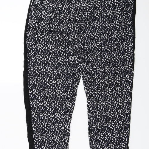 NEXT  Womens Black Animal Print  Trousers  Size 14 L24 in