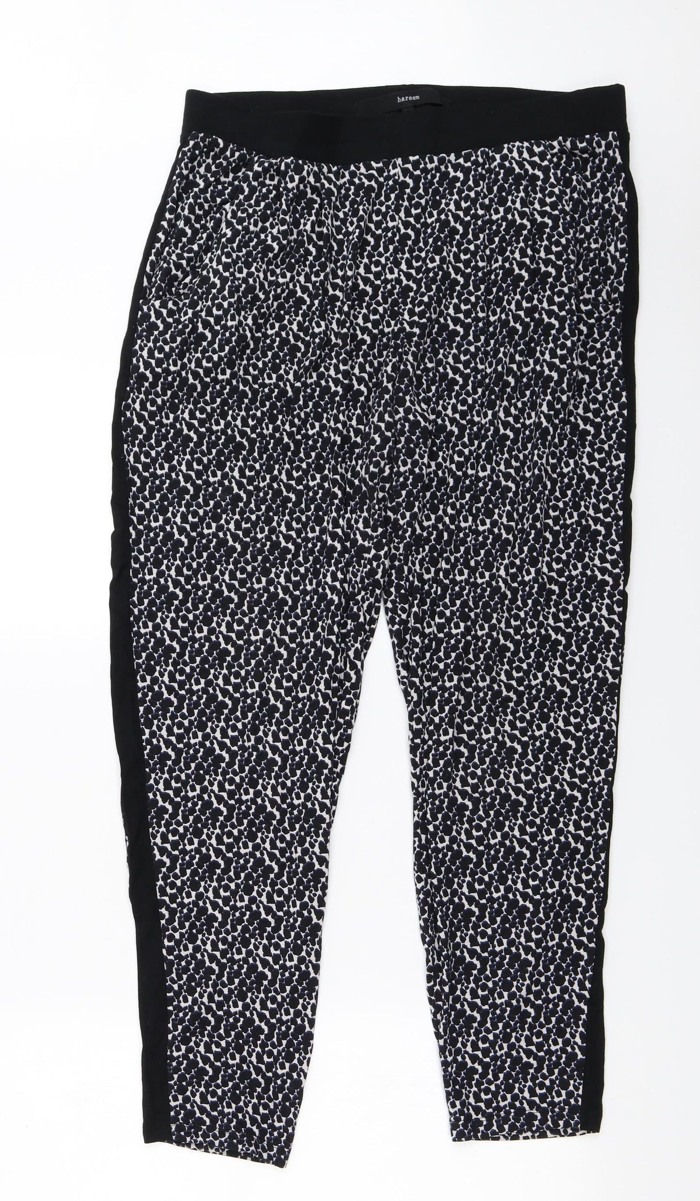 NEXT  Womens Black Animal Print  Trousers  Size 14 L24 in
