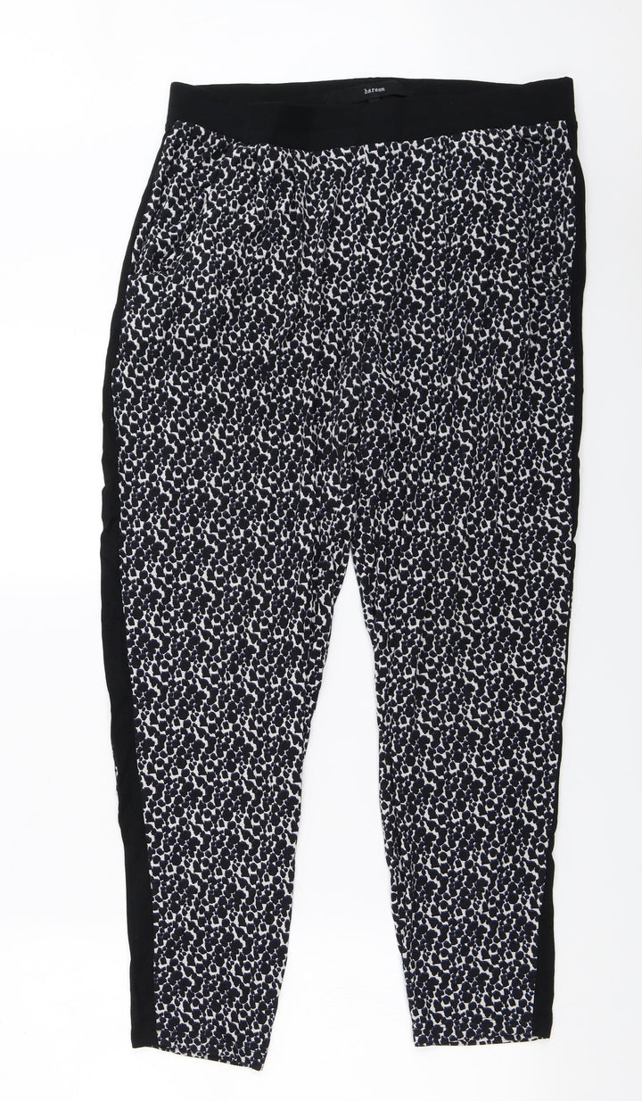 NEXT  Womens Black Animal Print  Trousers  Size 14 L24 in