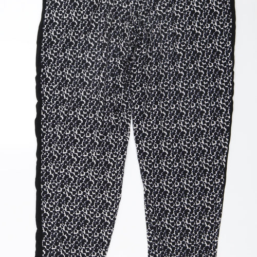 NEXT  Womens Black Animal Print  Trousers  Size 14 L24 in