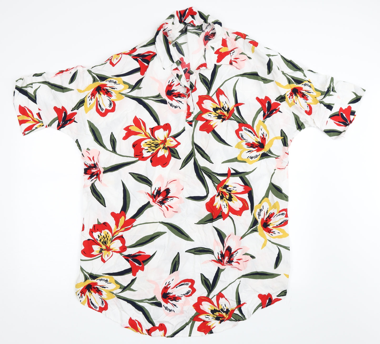 Bonmarché Womens White Floral  Tunic Blouse Size 18