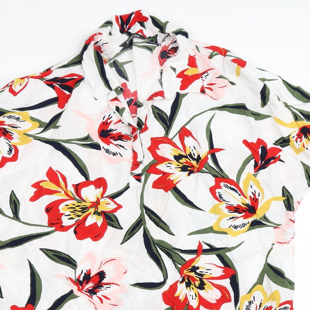Bonmarché Womens White Floral  Tunic Blouse Size 18