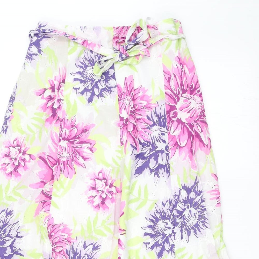 River Island Womens White Floral  Flare Skirt Size 14