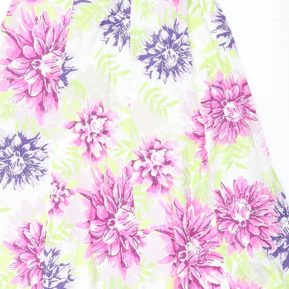 River Island Womens White Floral  Flare Skirt Size 14