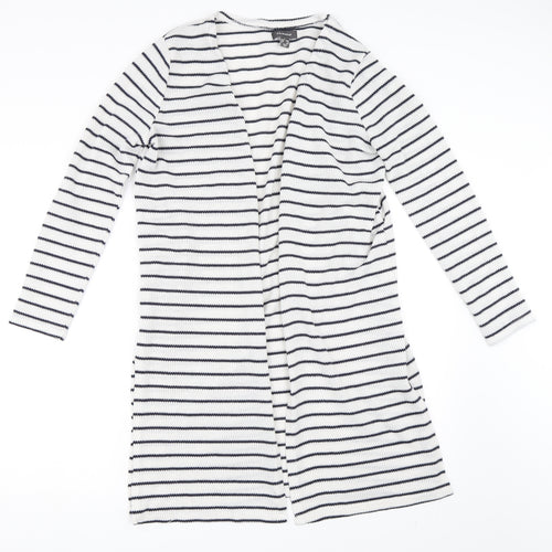 Primark Womens White Striped  Cardigan Jumper Size S