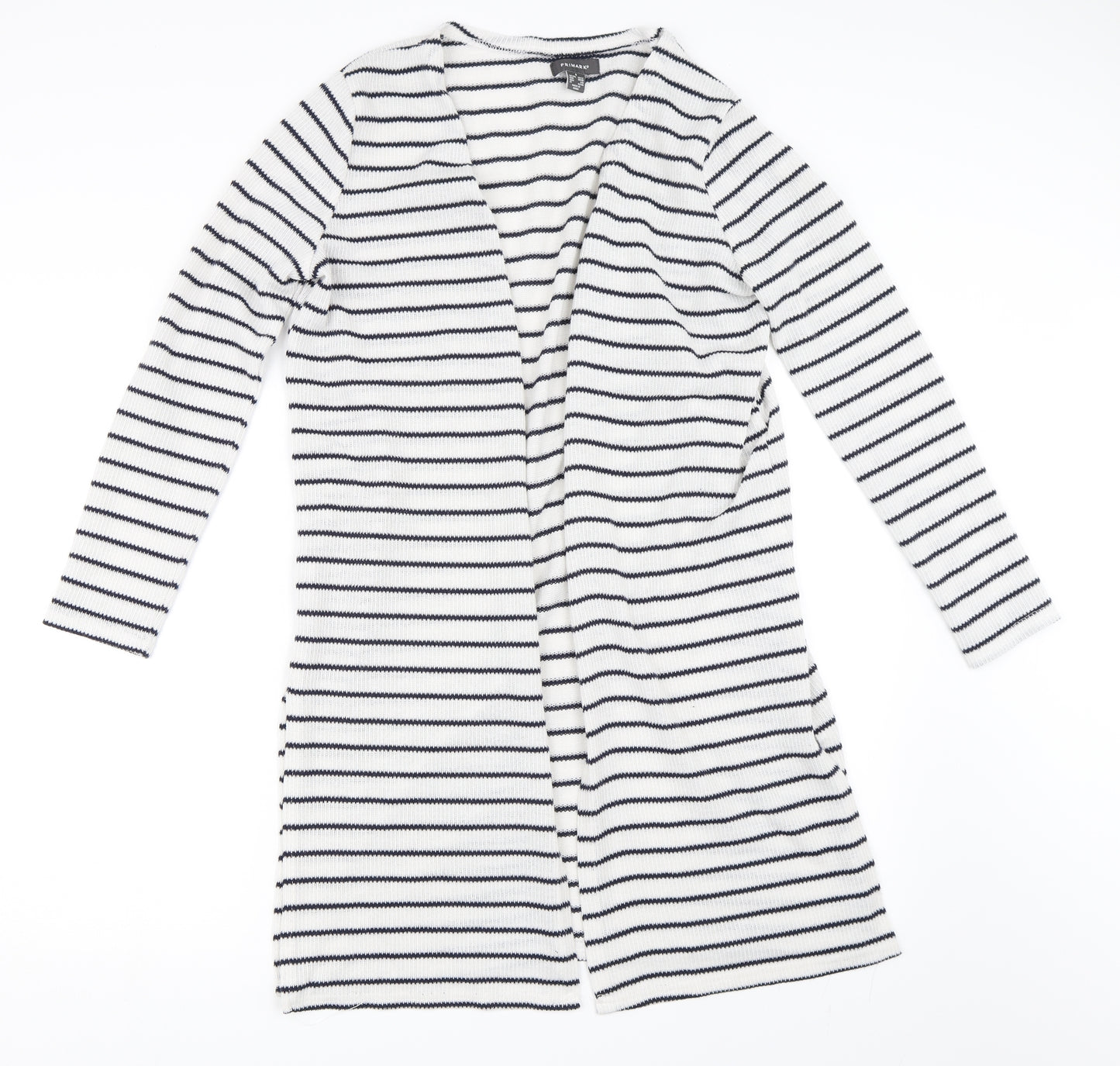 Primark Womens White Striped  Cardigan Jumper Size S