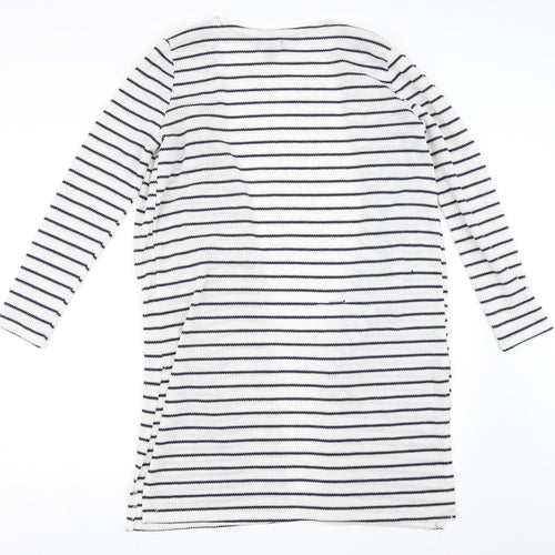 Primark Womens White Striped  Cardigan Jumper Size S
