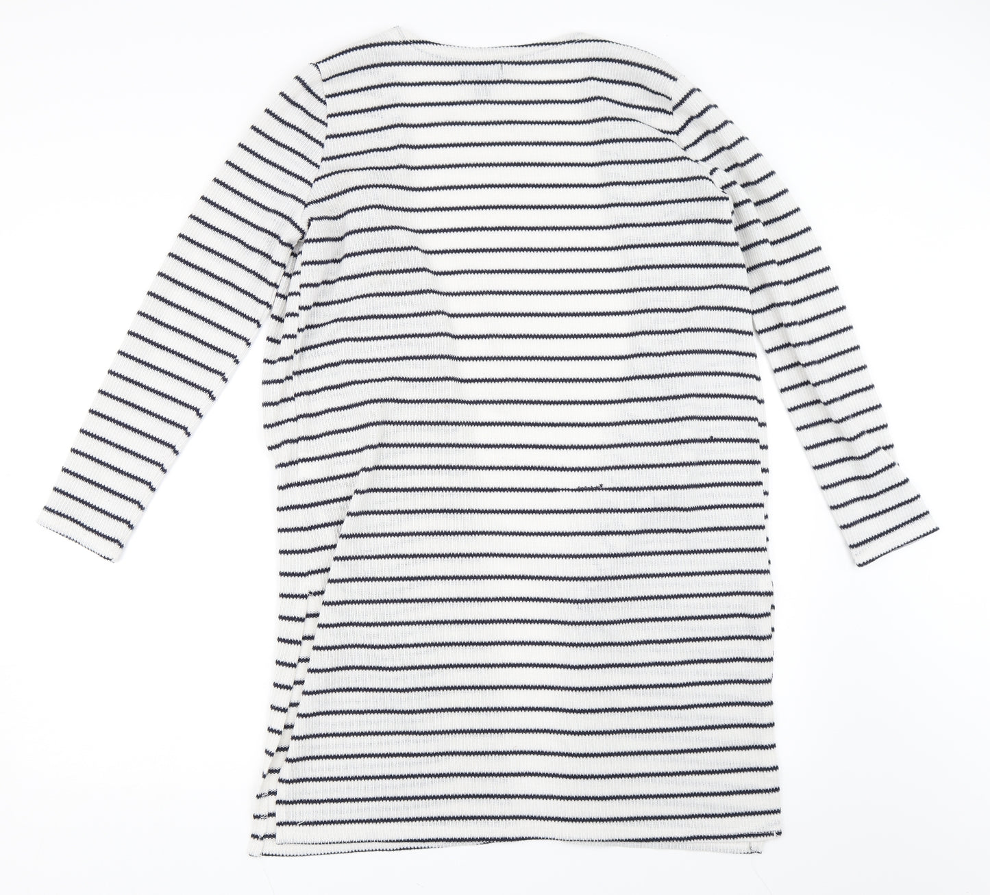 Primark Womens White Striped  Cardigan Jumper Size S