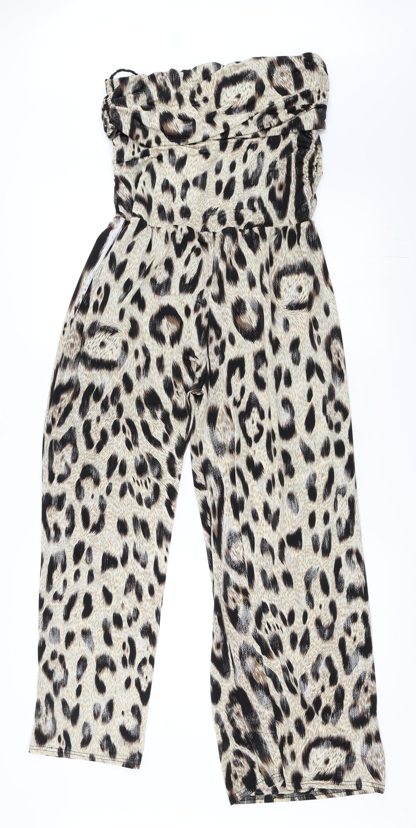 Secret Womens Beige Animal Print  Jumpsuit One-Piece Size M  - leopard print