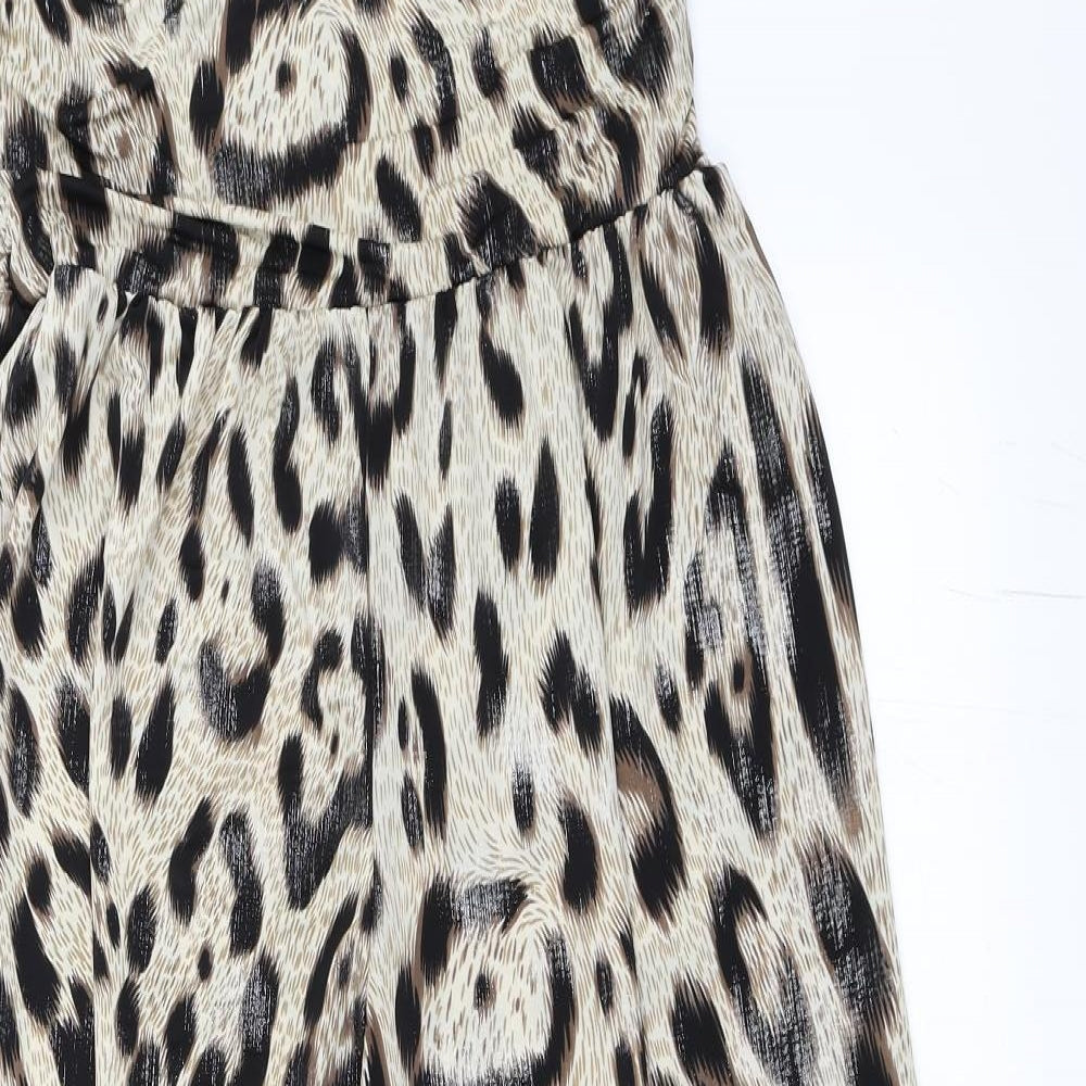 Secret Womens Beige Animal Print  Jumpsuit One-Piece Size M  - leopard print
