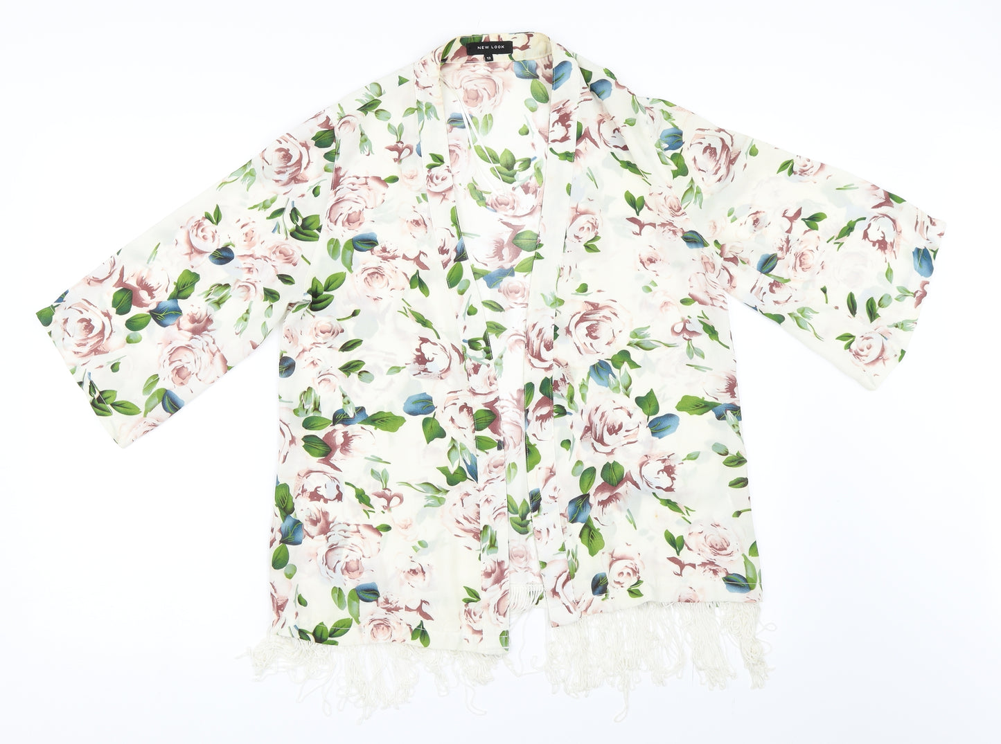New Look Womens Ivory Floral  Cardigan Jumper Size 12  - Kimono