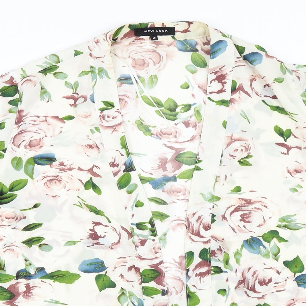 New Look Womens Ivory Floral  Cardigan Jumper Size 12  - Kimono