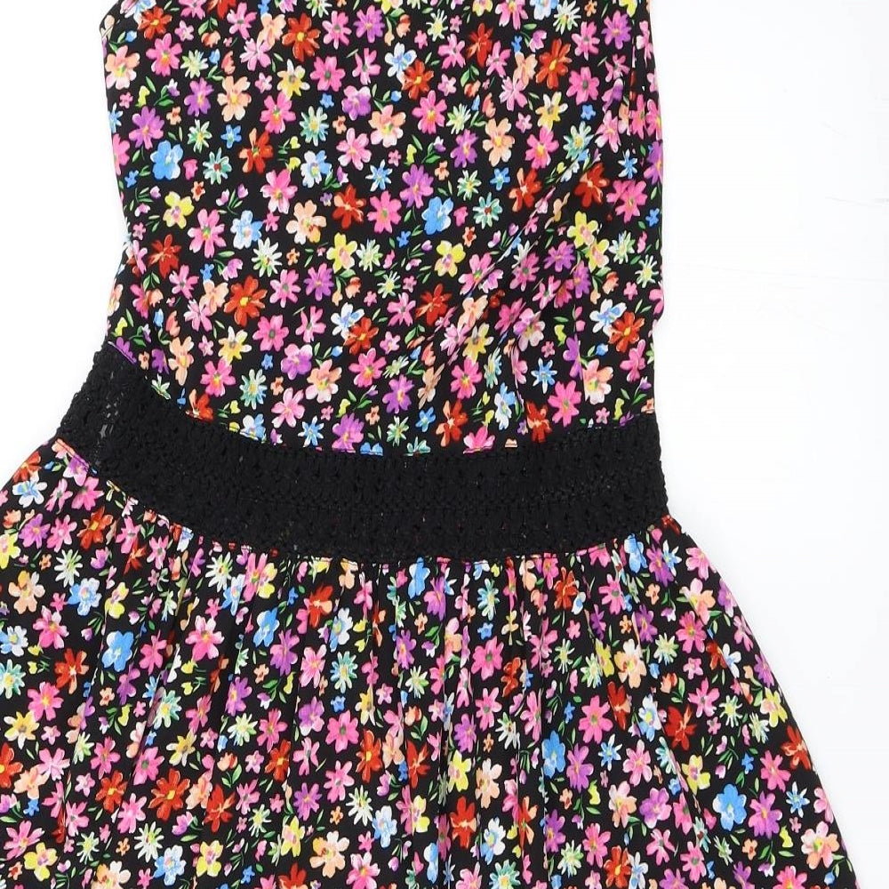 Atmosphere Womens Black Floral  Skater Dress  Size 8