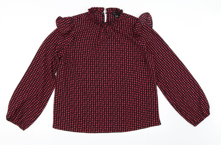 New Look Womens Black Polka Dot Basic Blouse Size 10