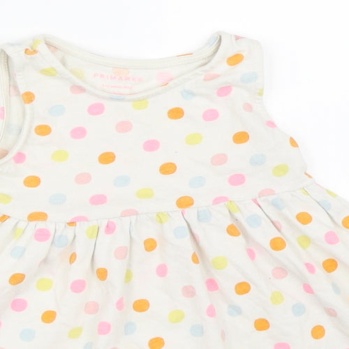 Primark Girls Ivory Polka Dot  Skater Dress  Size 9-12 Months