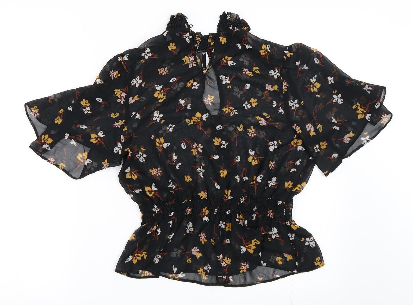 New Look Womens Black Floral  Basic Blouse Size 12