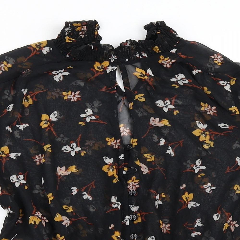 New Look Womens Black Floral  Basic Blouse Size 12