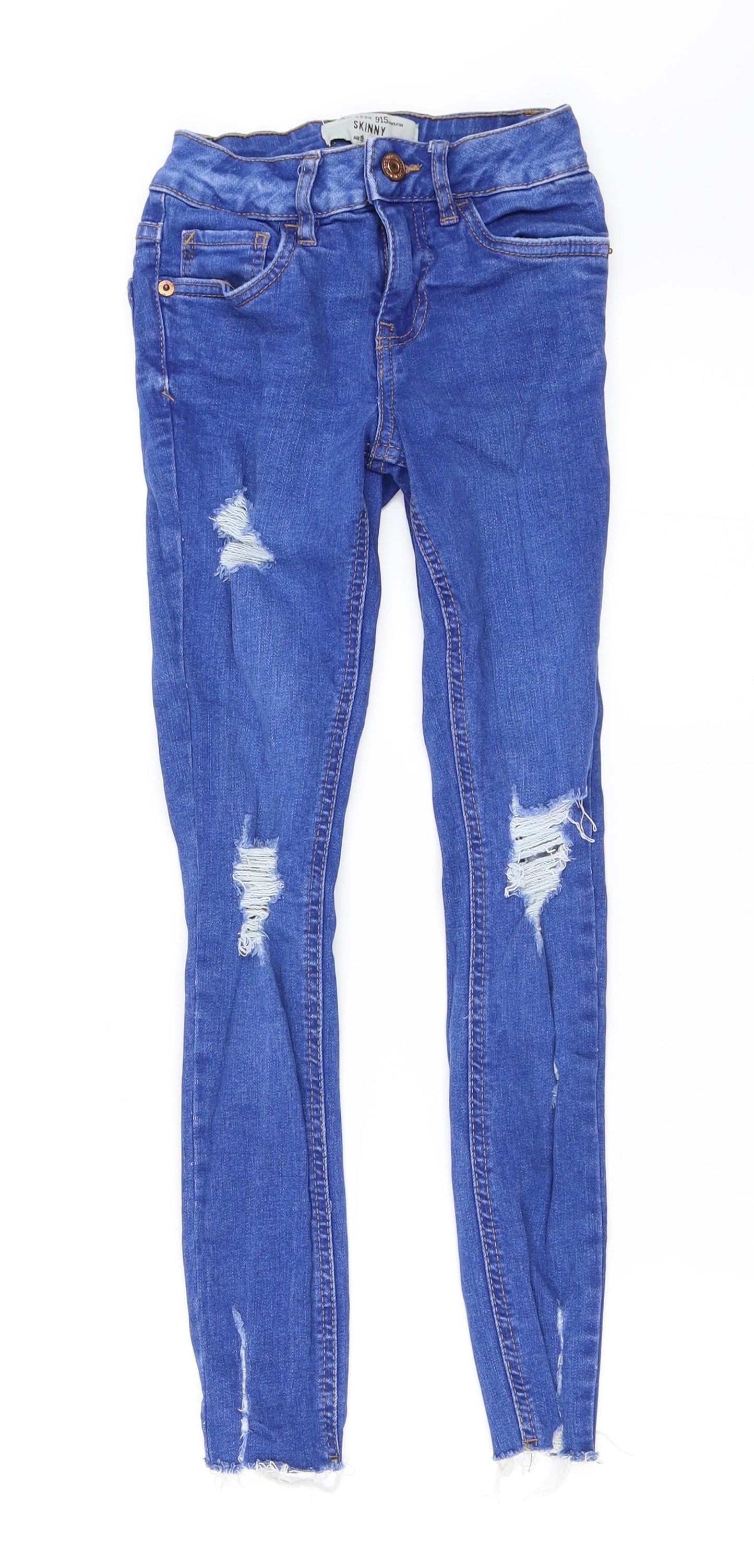 New Look Girls Blue  Denim Skinny Jeans Size 9 Years - ripped jeans