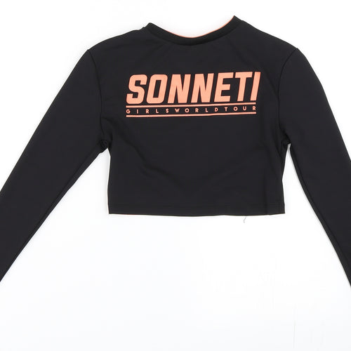 Sonneti Girls Black   Basic T-Shirt Size 9-10 Years  - Gym Top