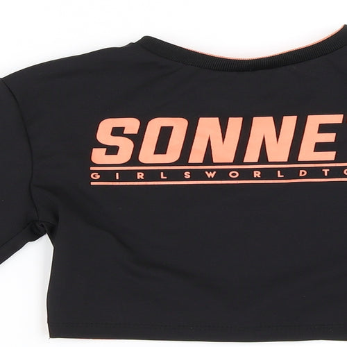 Sonneti Girls Black   Basic T-Shirt Size 9-10 Years  - Gym Top