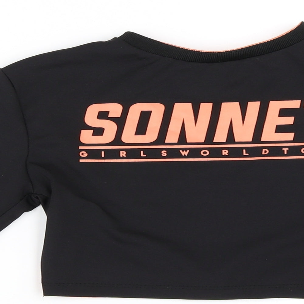 Sonneti Girls Black   Basic T-Shirt Size 9-10 Years  - Gym Top