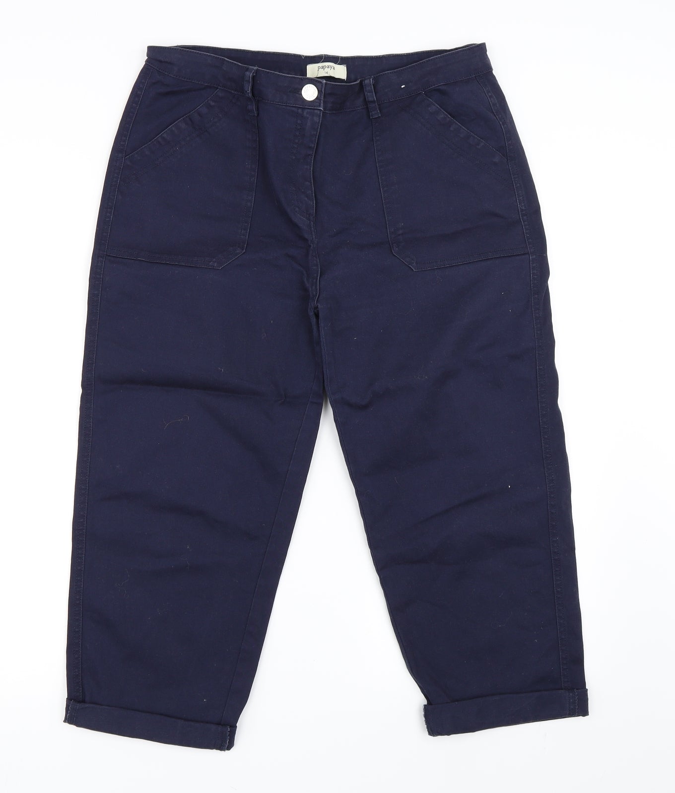 Papaya Womens Blue   Cropped Trousers Size 14 L20 in