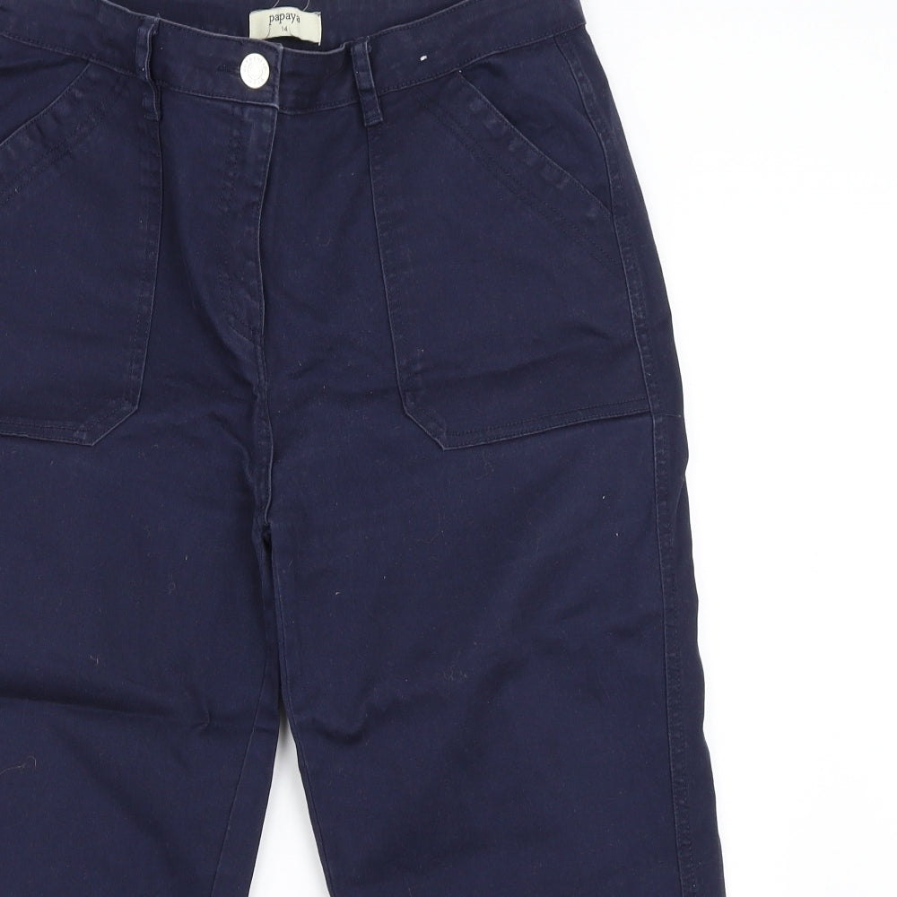 Papaya Womens Blue   Cropped Trousers Size 14 L20 in