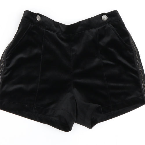 NEXT Girls Black  Velour Hot Pants Shorts Size 9 Years