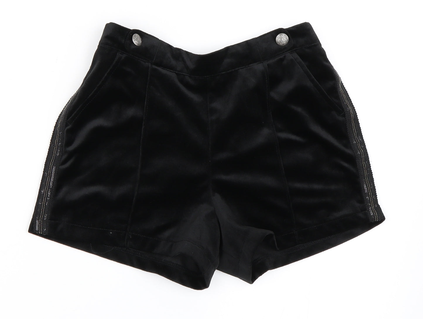 NEXT Girls Black  Velour Hot Pants Shorts Size 9 Years