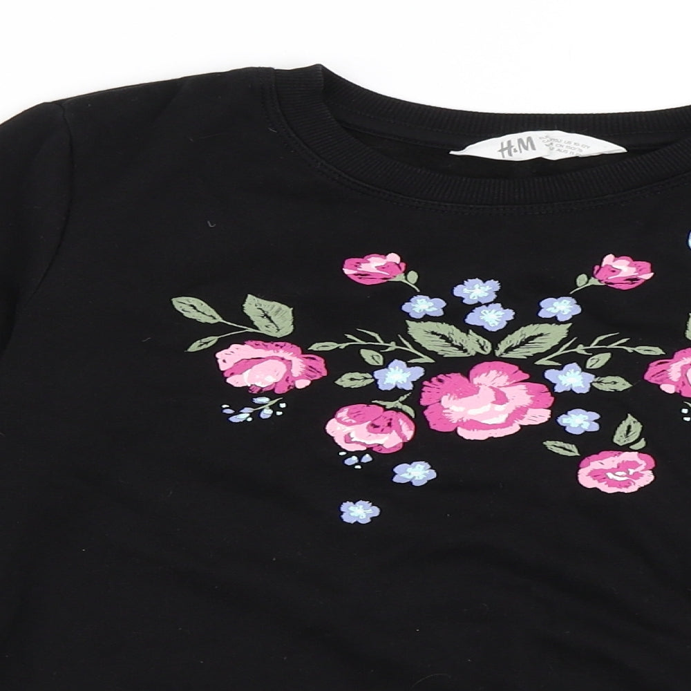 H&M Girls Black   Pullover Sweatshirt Size 11-12 Years