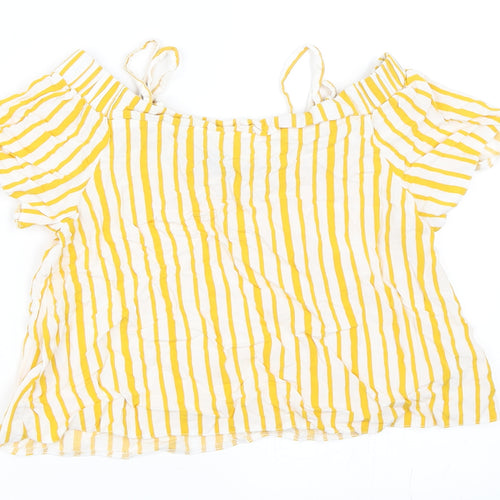 Primark Girls Yellow Striped  Basic Blouse Size 11-12 Years