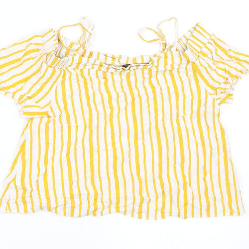 Primark Girls Yellow Striped  Basic Blouse Size 11-12 Years