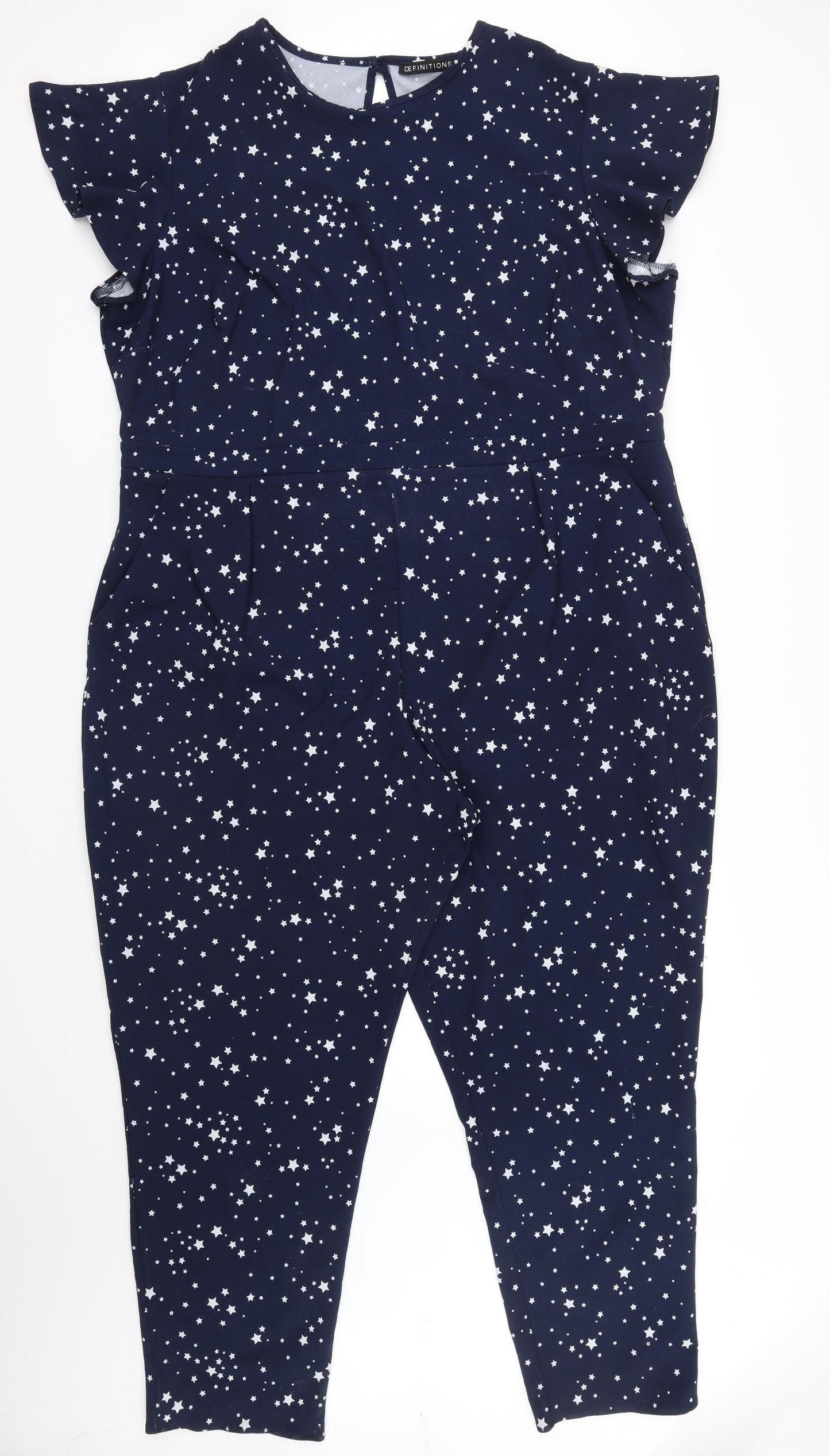 DEFINITIONS Womens Blue Geometric  Jumpsuit One-Piece Size 24 L29 in - star print