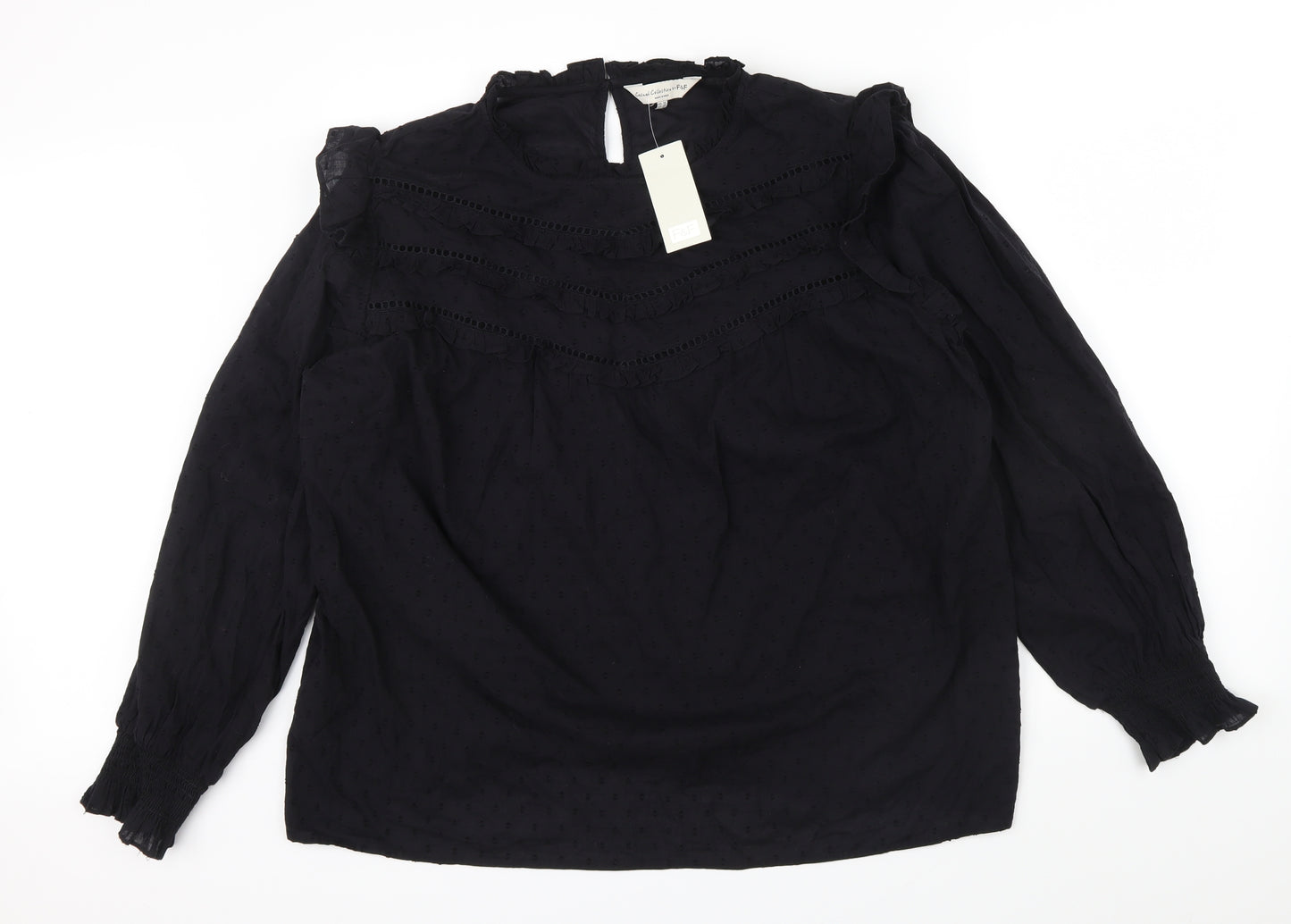 F&F Womens Black   Basic Blouse Size 22  - Frill detail