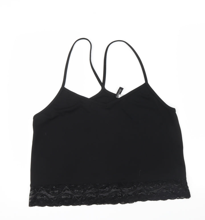 Divided Womens Black   Basic T-Shirt Size L  - lace trim