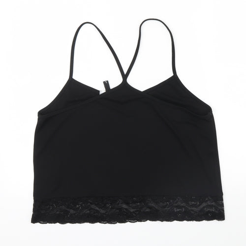 Divided Womens Black   Basic T-Shirt Size L  - lace trim