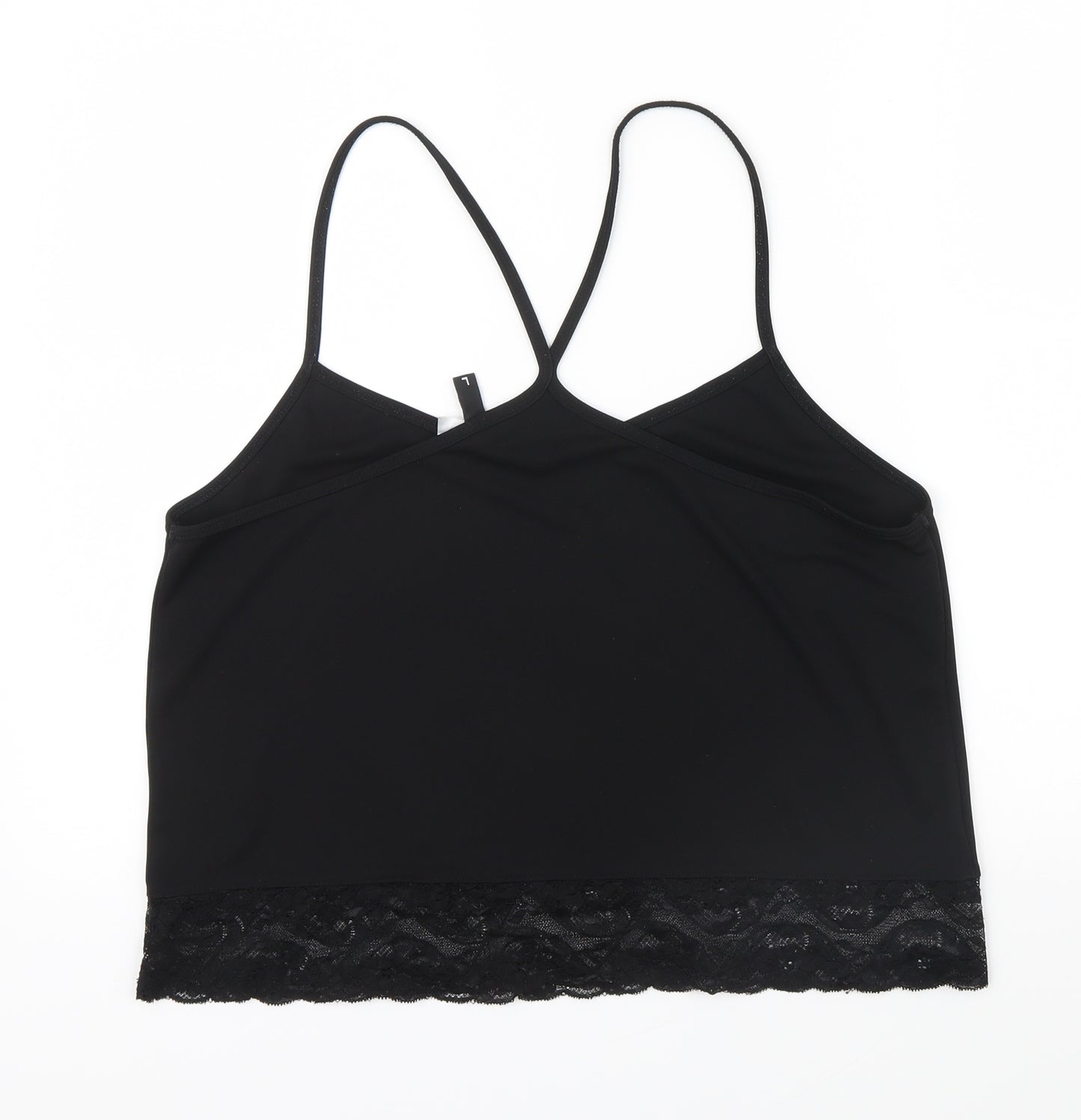 Divided Womens Black   Basic T-Shirt Size L  - lace trim