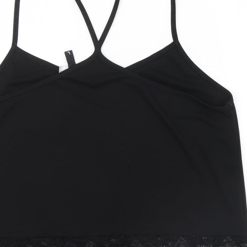 Divided Womens Black   Basic T-Shirt Size L  - lace trim