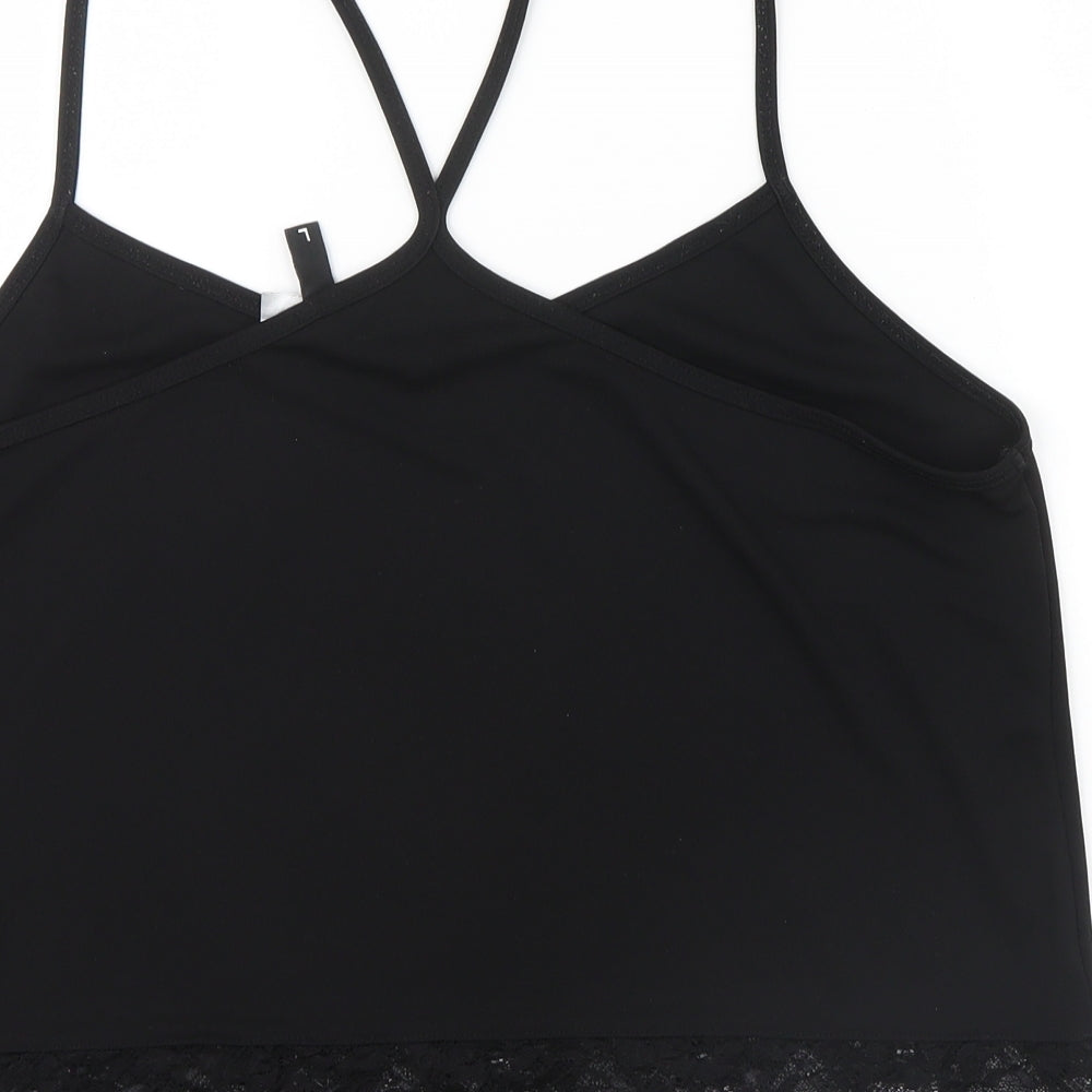 Divided Womens Black   Basic T-Shirt Size L  - lace trim