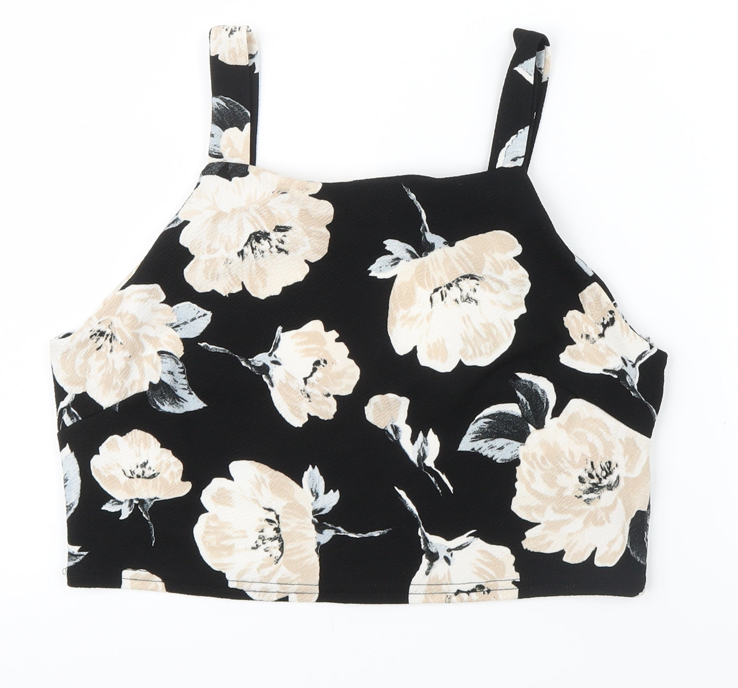 CAMEO ROSE Womens Black Floral  Basic T-Shirt Size 14